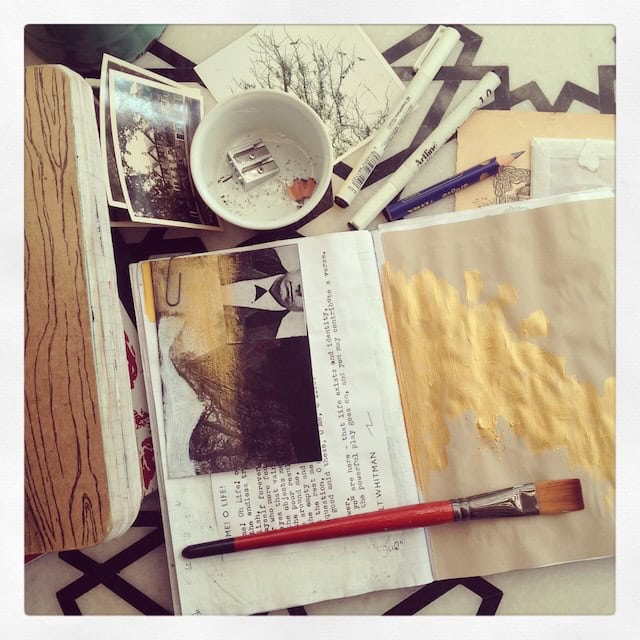 Art journals & gold paint experiments.